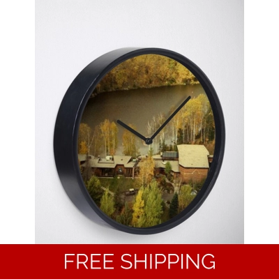 Clock Black natural Bamboo Wood Building Glory Days 1987